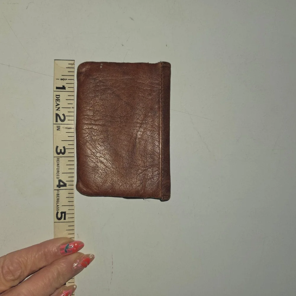 Buxton Vintage Brown Genuine Leather Coin Purse Card Holder Snap Zipper Wallet